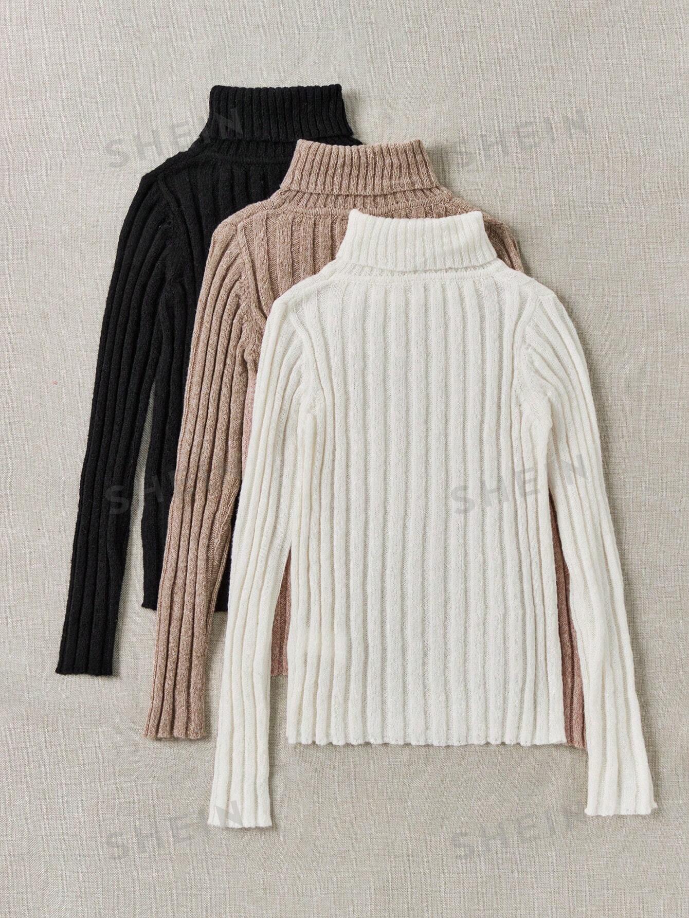 LUNE 3-Piece Ribbed Turtleneck Set