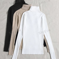 LUNE 3-Piece Ribbed Turtleneck Set