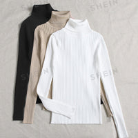 LUNE 3-Piece Ribbed Turtleneck Set