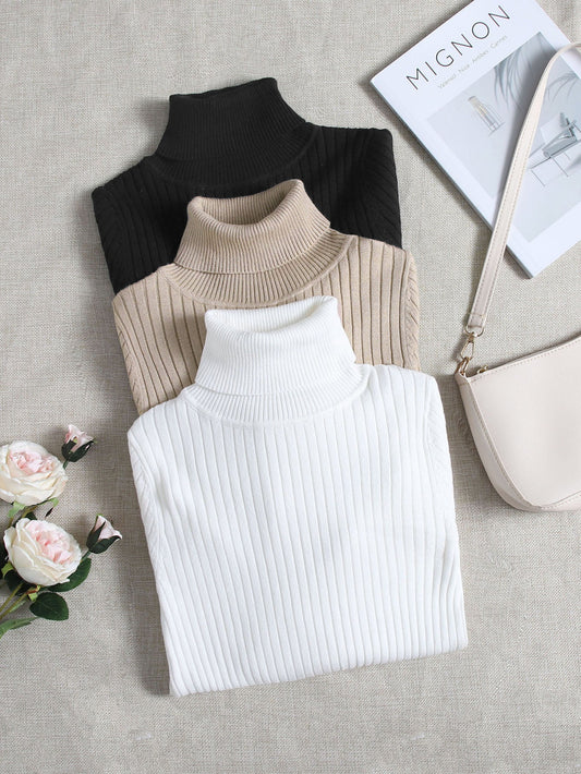 LUNE 3-Piece Ribbed Turtleneck Set