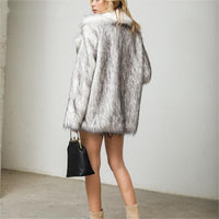 Mid-Length Faux Fur Suit Coat