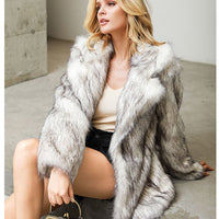 Mid-Length Faux Fur Suit Coat