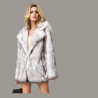 Mid-Length Faux Fur Suit Coat