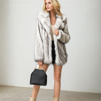 Mid-Length Faux Fur Suit Coat