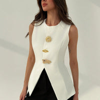 White Metallic Office Blazer