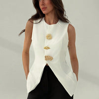 White Metallic Office Blazer