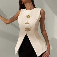 White Metallic Office Blazer