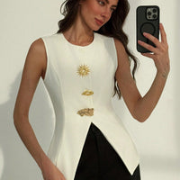 White Metallic Office Blazer