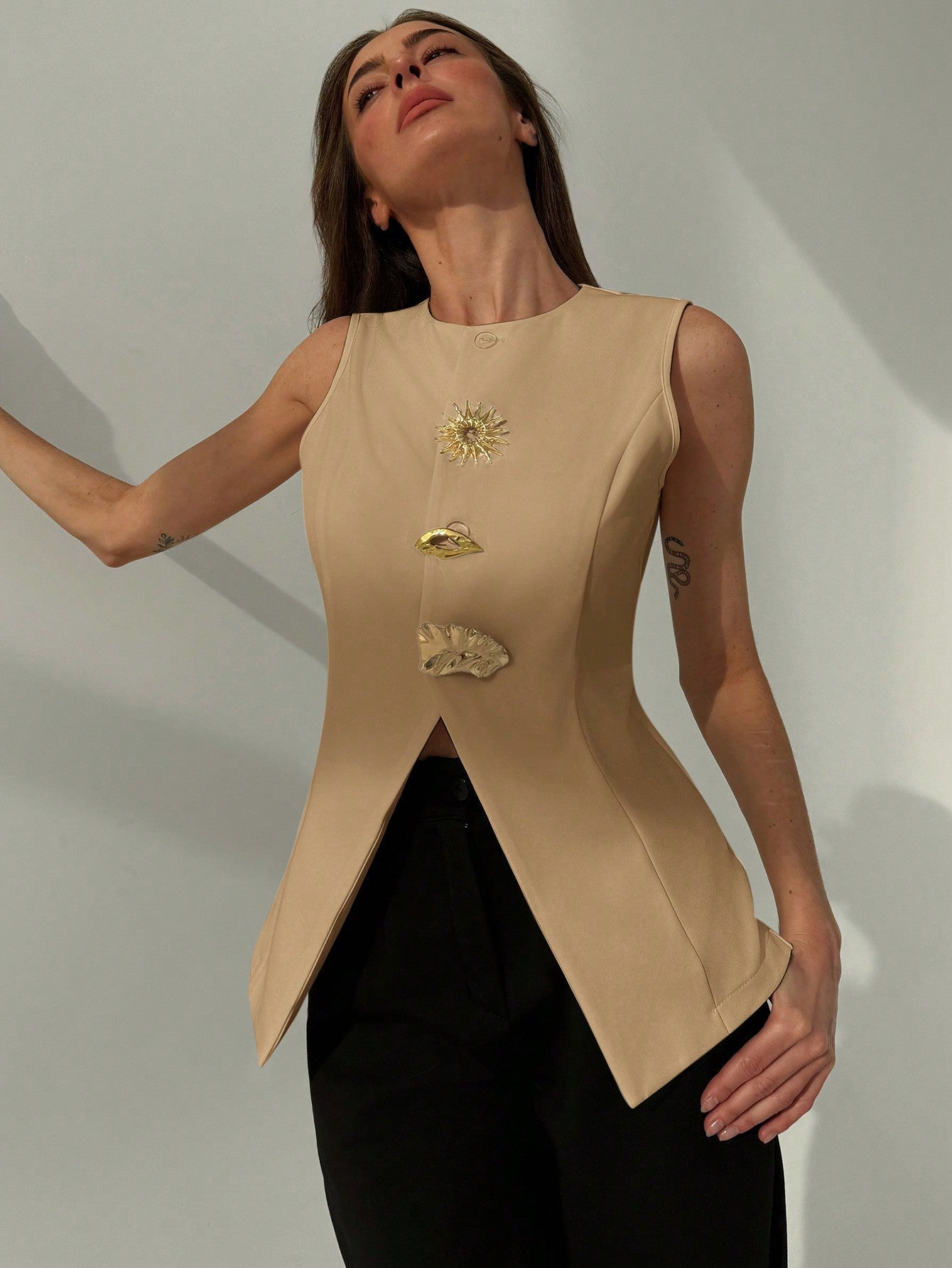 White Metallic Office Blazer