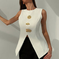 White Metallic Office Blazer