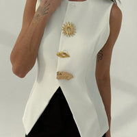 White Metallic Office Blazer