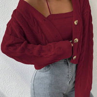 MOOSTA Cable Knit Cardigan & Cami Set