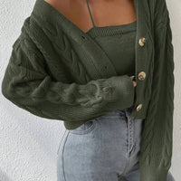 MOOSTA Cable Knit Cardigan & Cami Set
