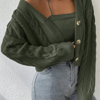 MOOSTA Cable Knit Cardigan & Cami Set