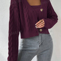 MOOSTA Cable Knit Cardigan & Cami Set