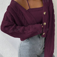 MOOSTA Cable Knit Cardigan & Cami Set