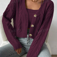 MOOSTA Cable Knit Cardigan & Cami Set