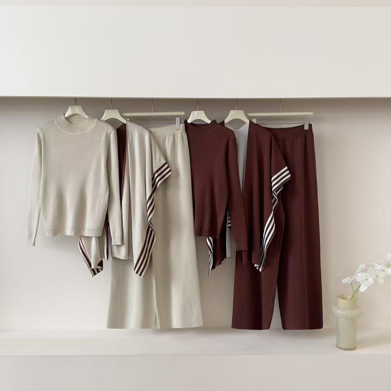 Solid Long Sleeve Commuter Pants Set