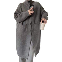 Thick Loose Stand Collar Cardigan