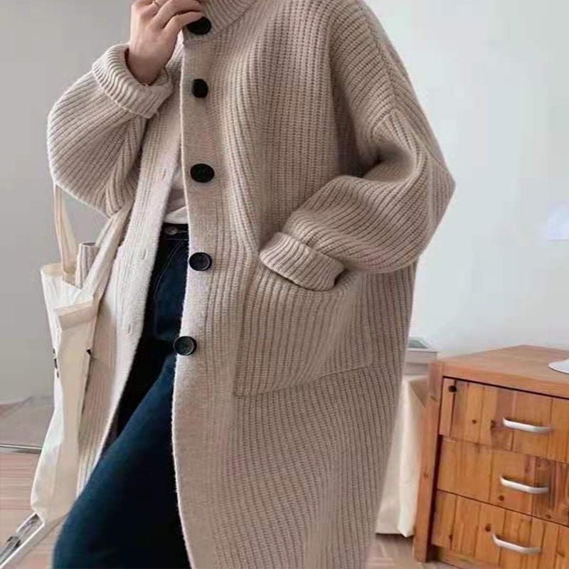 Thick Loose Stand Collar Cardigan