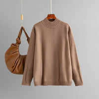 Loose Semi-Turtleneck Knit Pullover