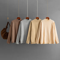 Loose Semi-Turtleneck Knit Pullover