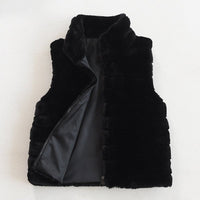 Stand Collar Faux Fur Vest