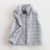 Stand Collar Faux Fur Vest