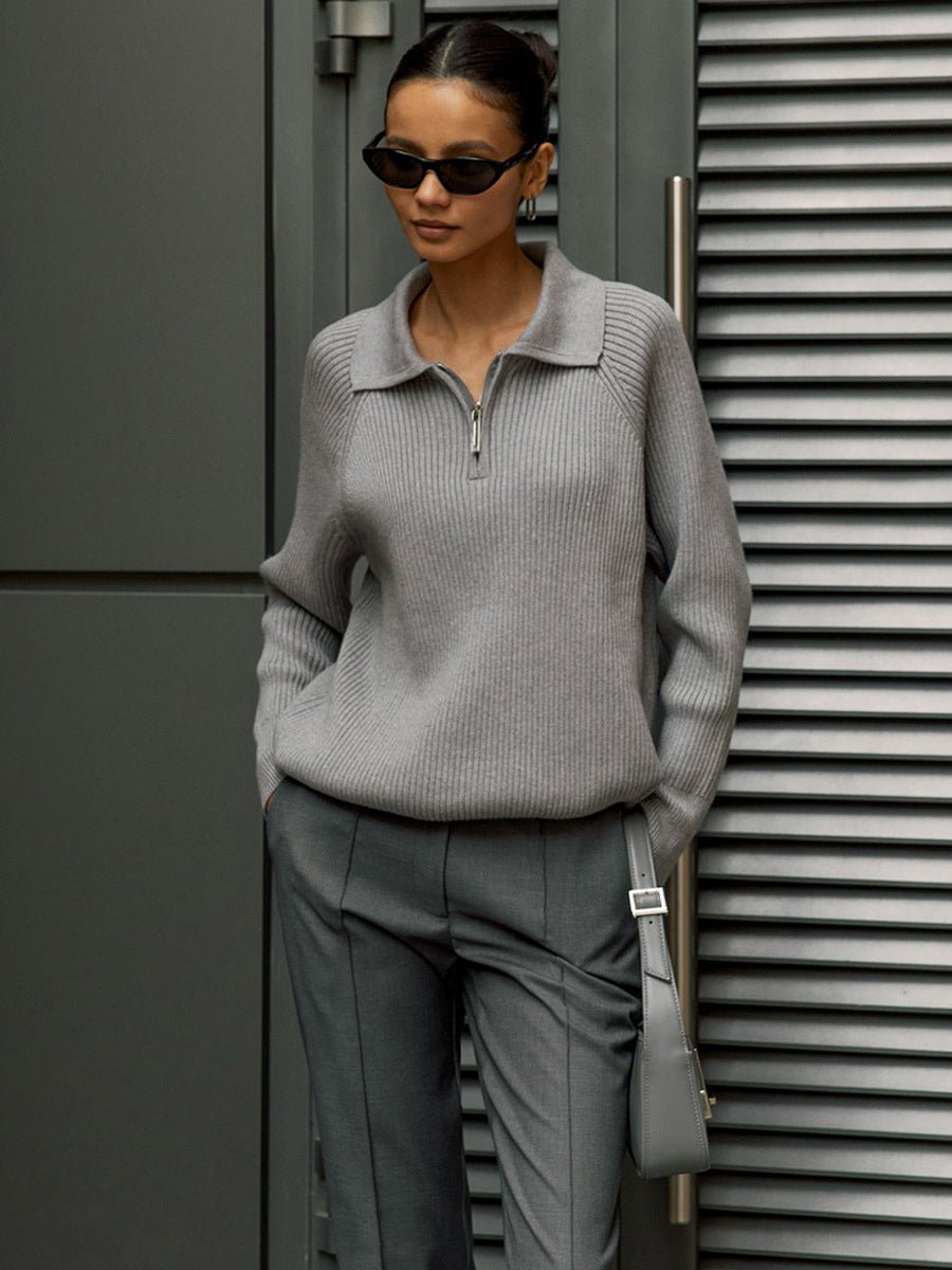 Casual POLO Collar Knit Pullover