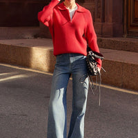 Casual POLO Collar Knit Pullover