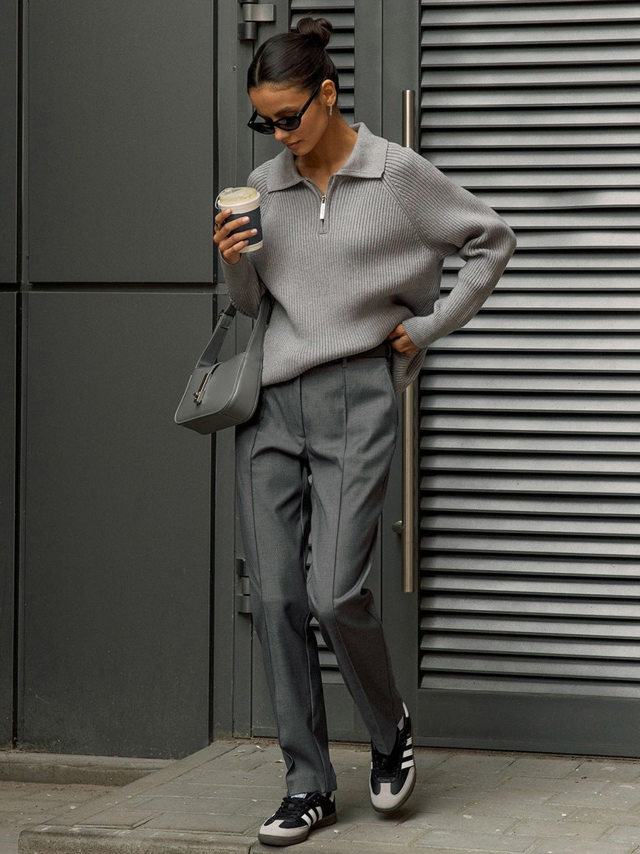 Casual POLO Collar Knit Pullover