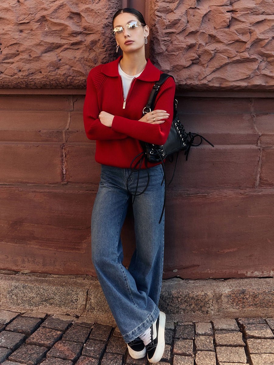 Casual POLO Collar Knit Pullover