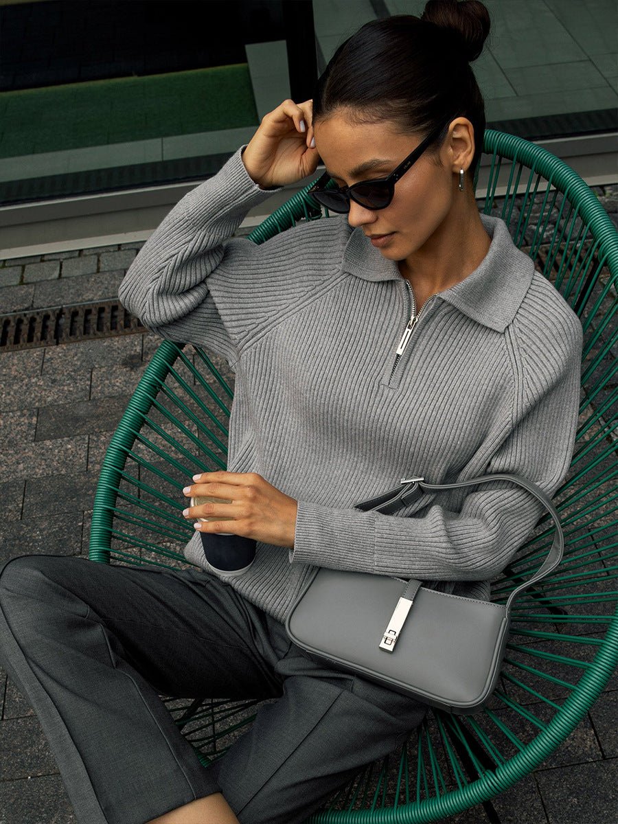 Casual POLO Collar Knit Pullover