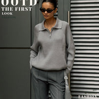 Casual POLO Collar Knit Pullover