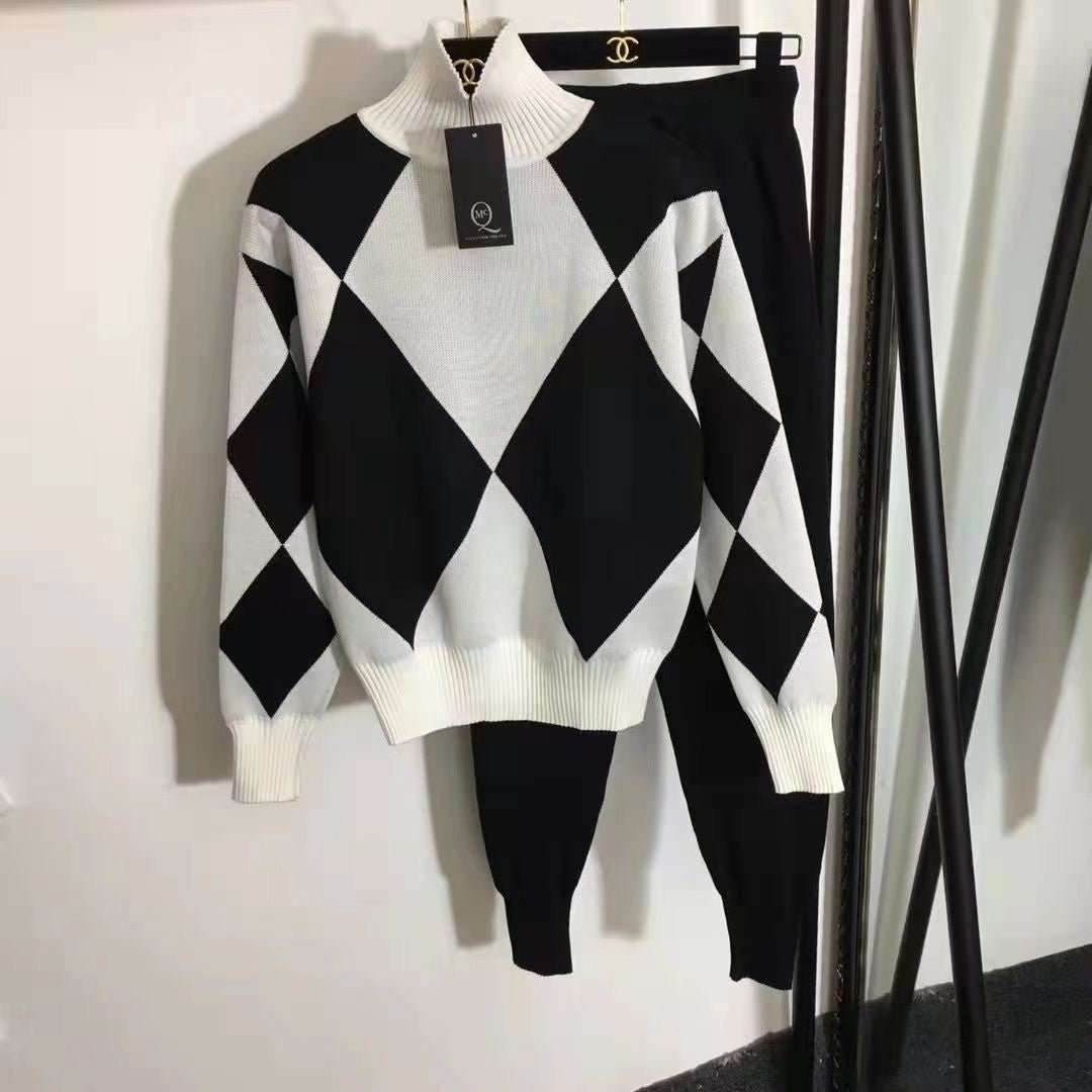 Turtleneck Sweater & Knit Harem Pants Set