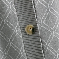 Loose Diamond Pattern V-Neck Cardigan