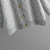 Loose Diamond Pattern V-Neck Cardigan