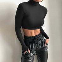Slim S-xy Cropped High Neck Top