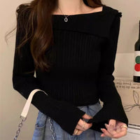 Irregular One-Shoulder Knit Top