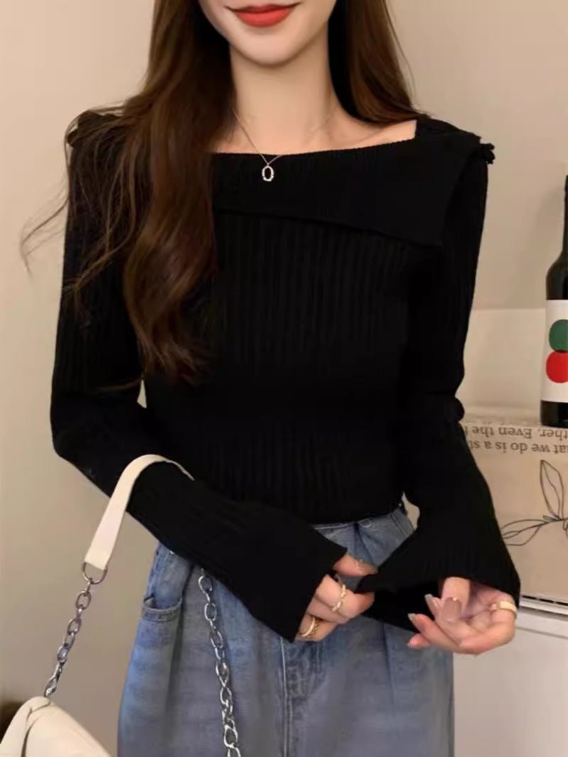 Irregular One-Shoulder Knit Top