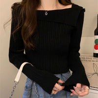 Irregular One-Shoulder Knit Top