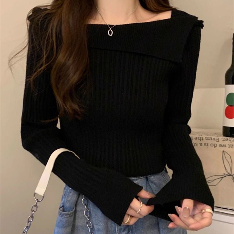 Irregular One-Shoulder Knit Top