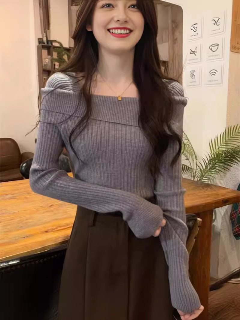 Irregular One-Shoulder Knit Top