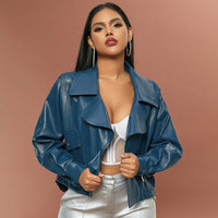 Oversized Lace-Up PU Coat