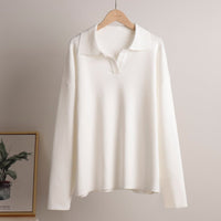 Polo Collar Knit Pullover & Wide Trousers Set