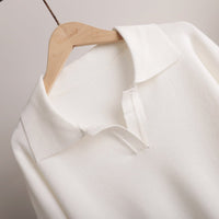 Polo Collar Knit Pullover & Wide Trousers Set