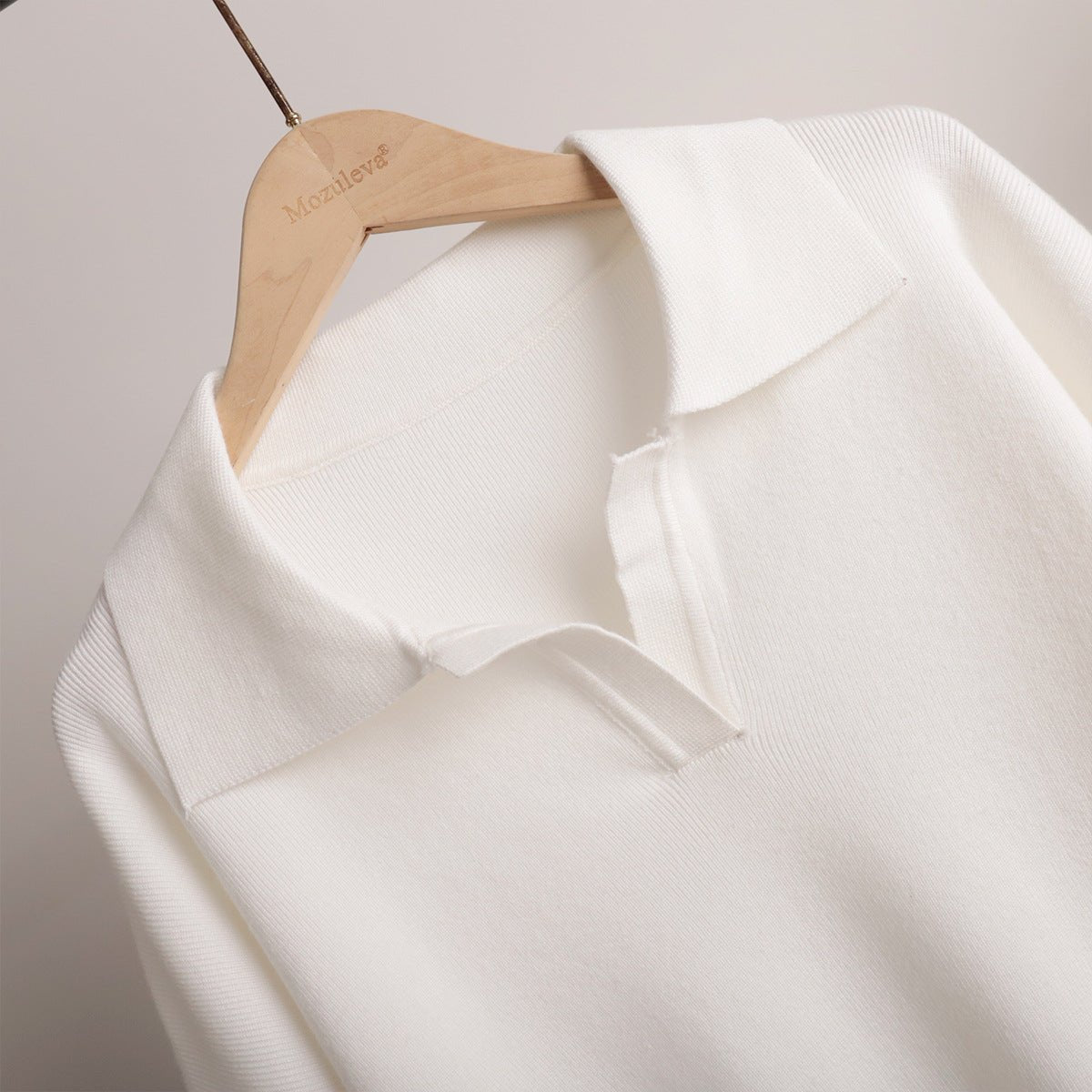 Polo Collar Knit Pullover & Wide Trousers Set