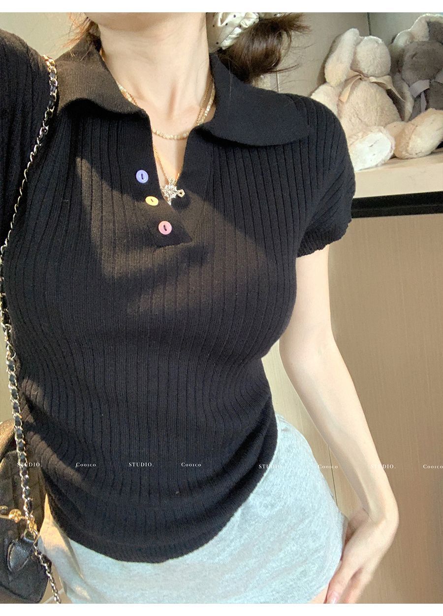 Slim Fit Polo Knit T-Shirt