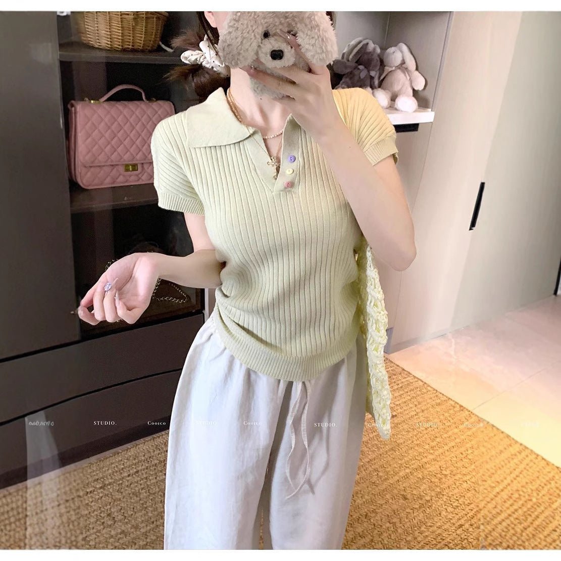 Slim Fit Polo Knit T-Shirt