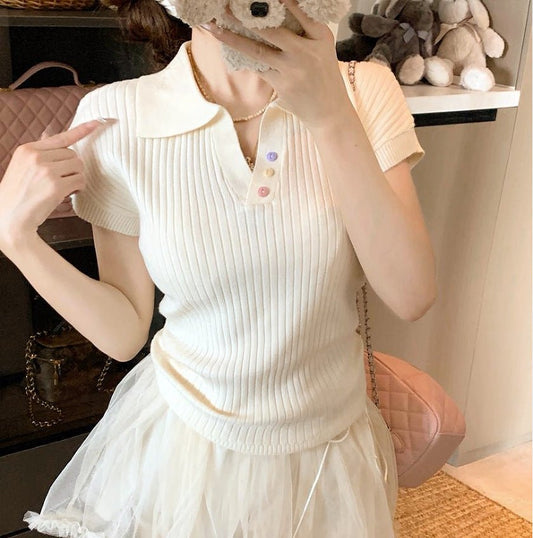 Slim Fit Polo Knit T-Shirt